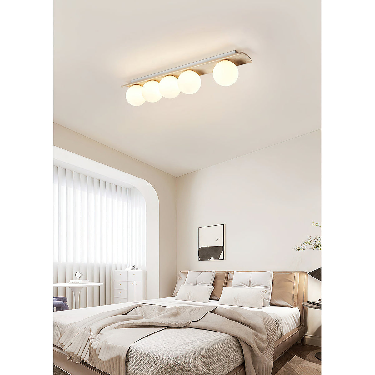 Bianca Globe Ceiling Lamp – Natural Travertine Stone & Glass Globe Ceiling Light