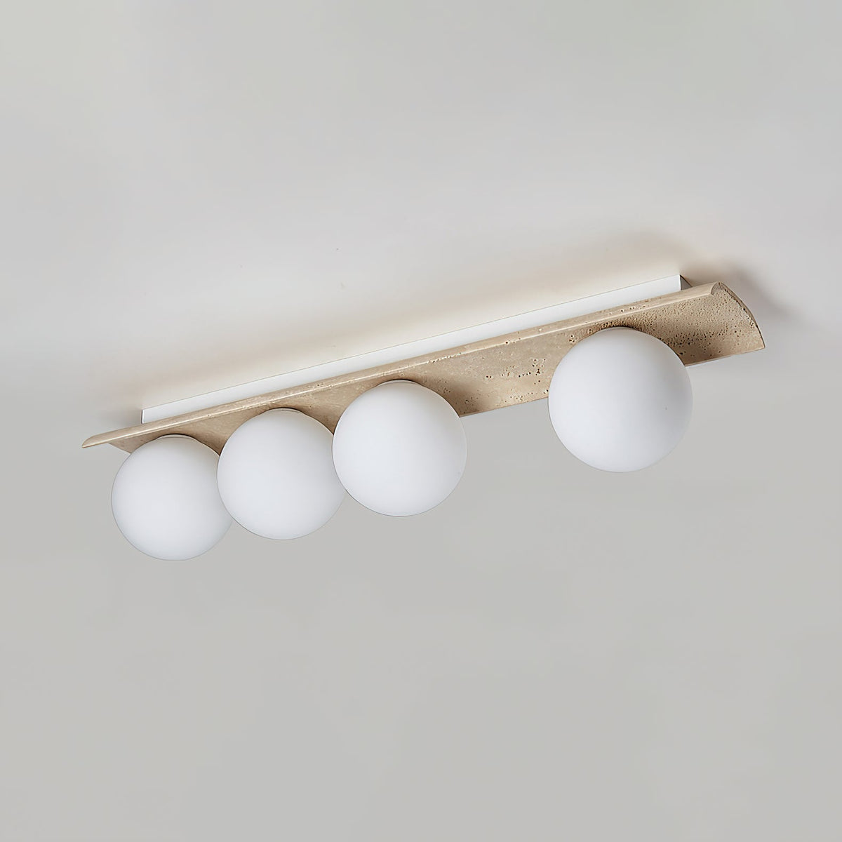 Bianca Globe Ceiling Lamp – Natural Travertine Stone & Glass Globe Ceiling Light