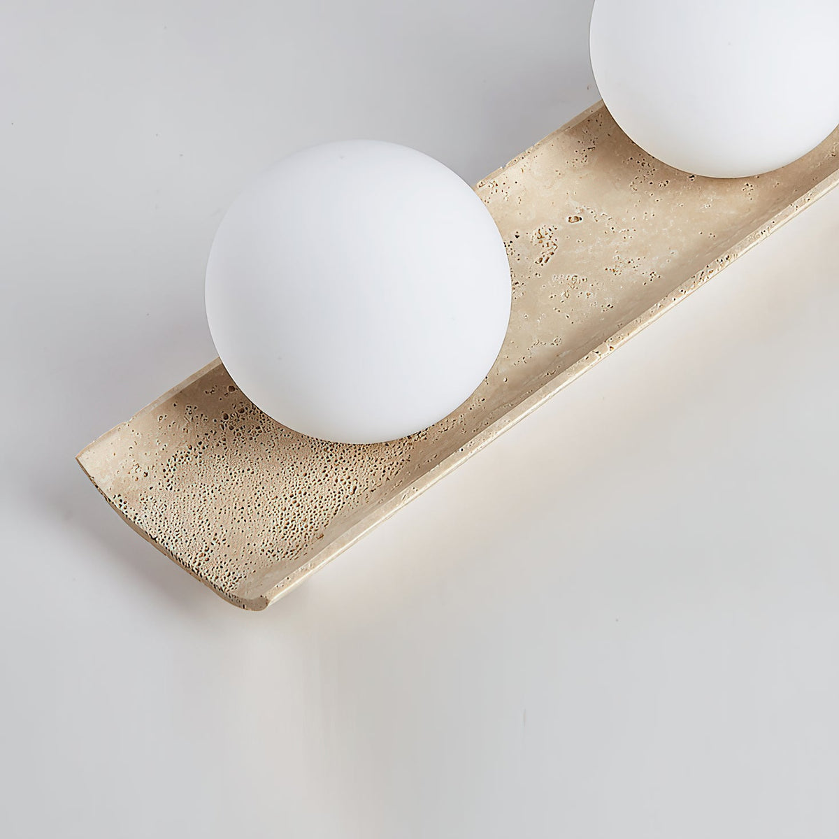 Bianca Globe Ceiling Lamp – Natural Travertine Stone & Glass Globe Ceiling Light