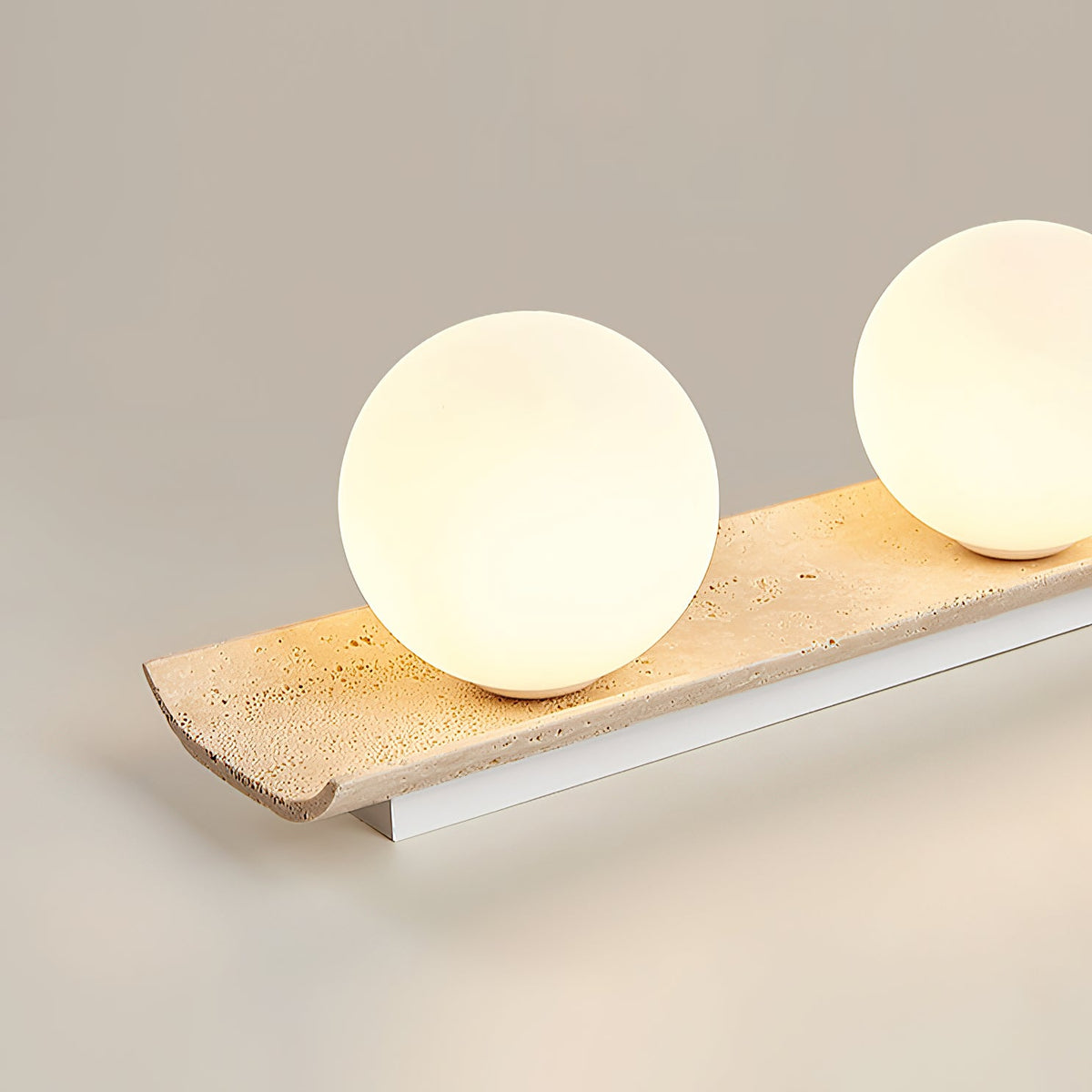 Bianca Globe Ceiling Lamp – Natural Travertine Stone & Glass Globe Ceiling Light