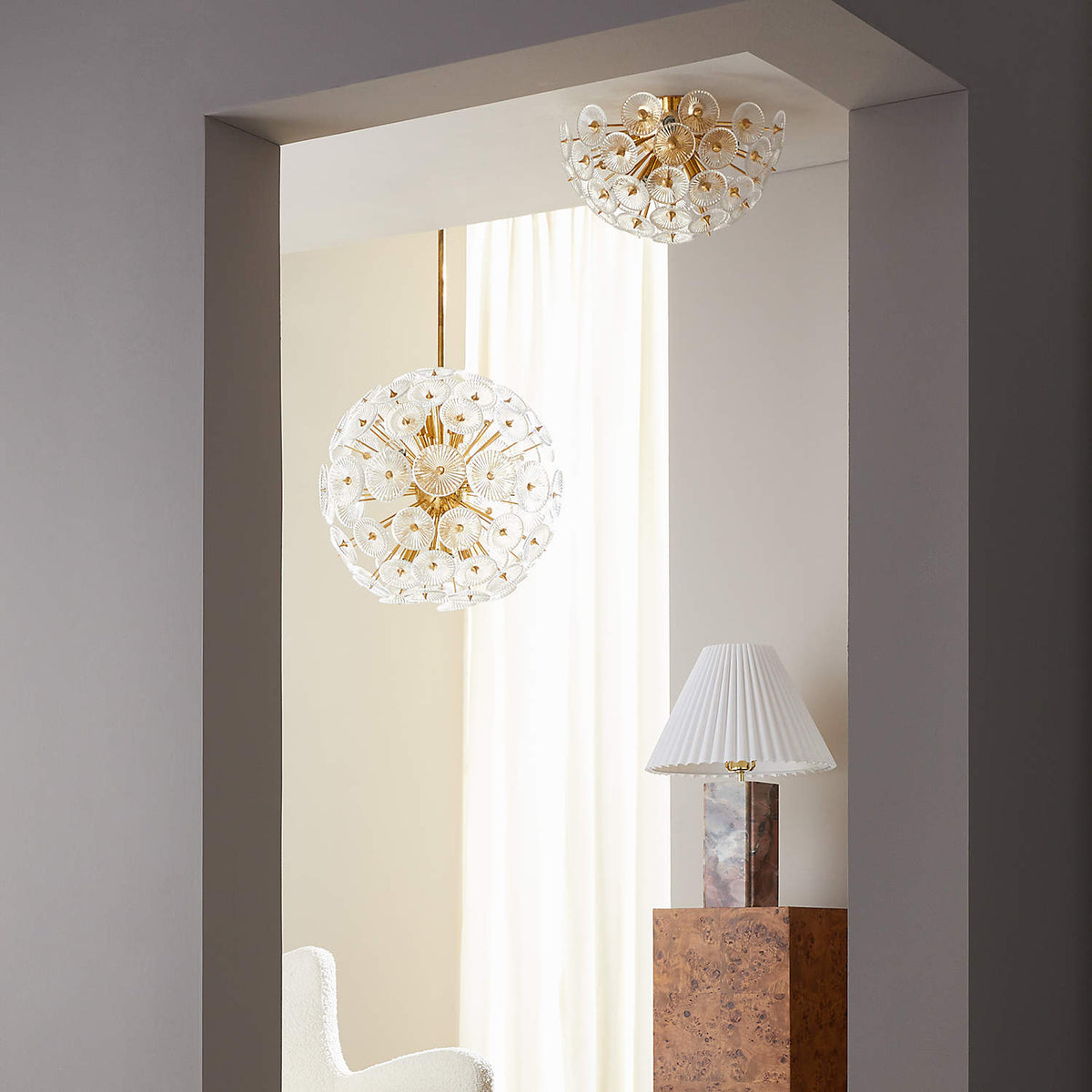 Bianca Marble Table Lamp – Red-Brown Marble, Gold Metal & Pleated Fabric Accent Light