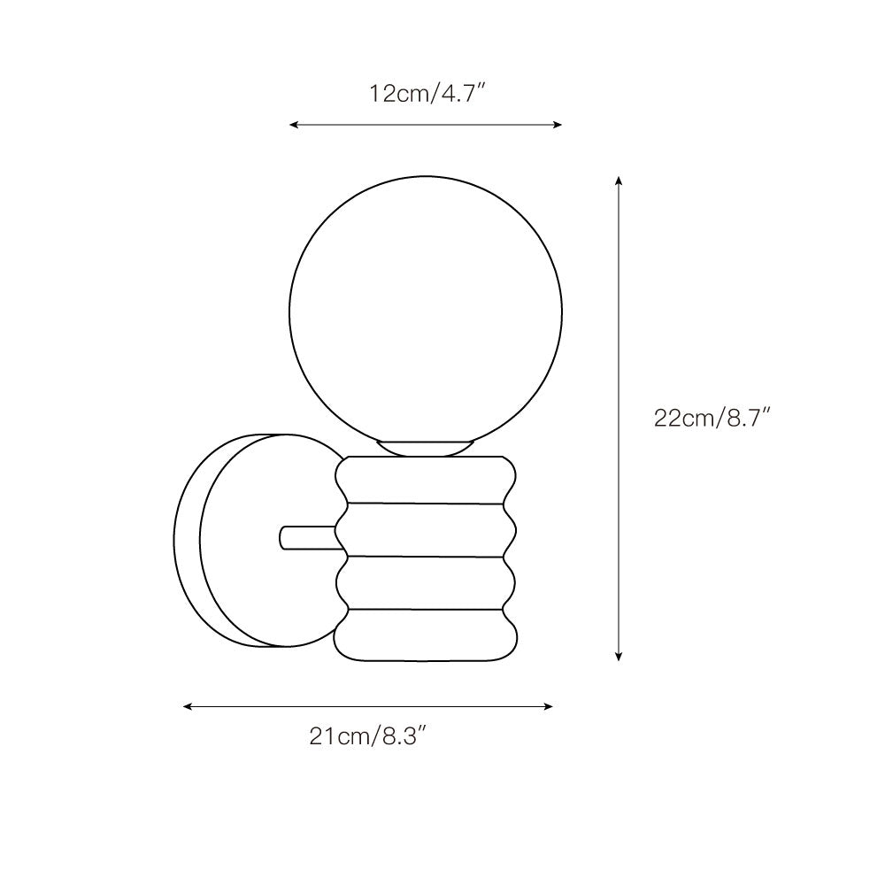 Bibi Wall Lamp – Natural Travertine Stone & Glass Globe Wall Sconce