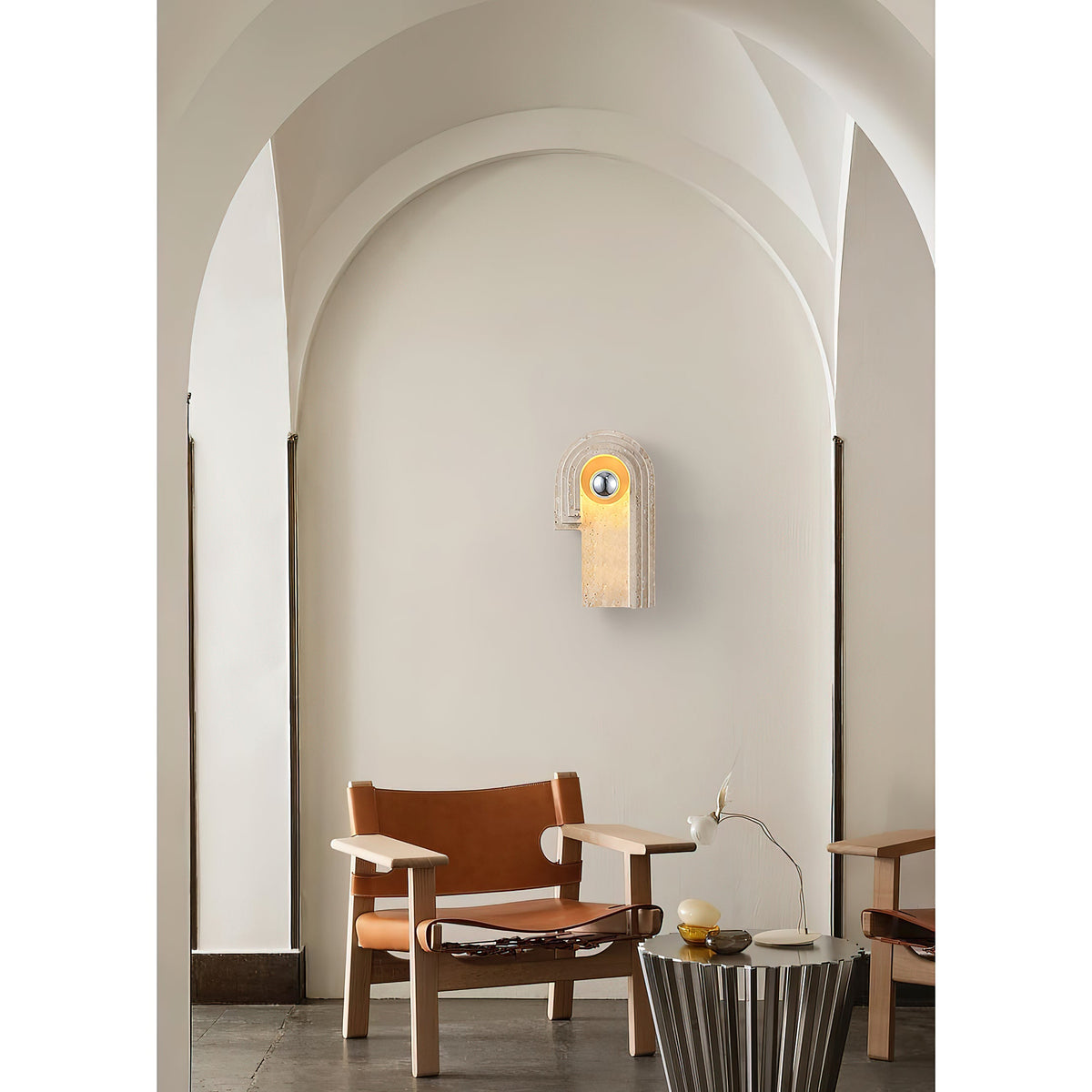 Bien Wall Lamp – Refined Natural Travertine Stone Wall Sconce