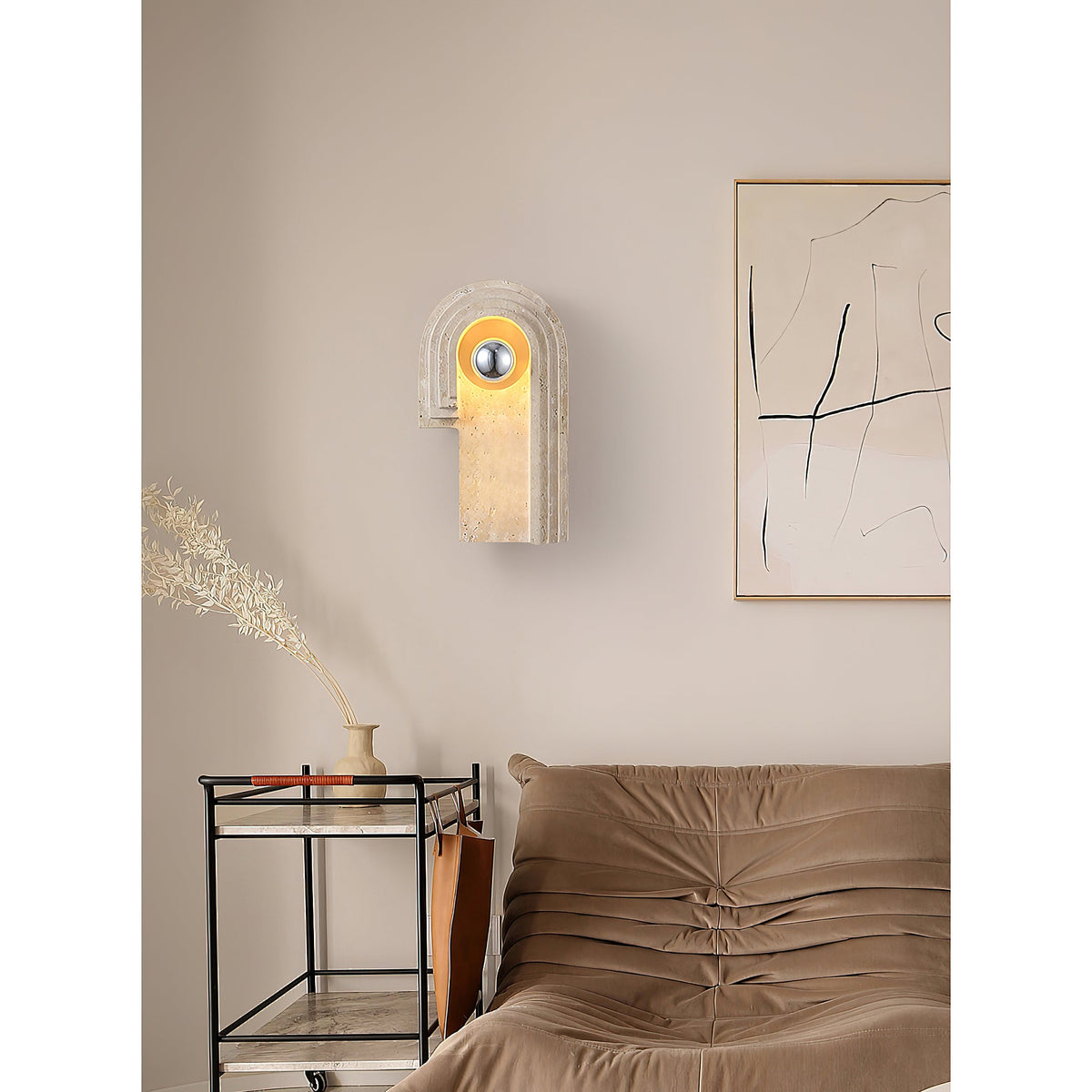 Bien Wall Lamp – Refined Natural Travertine Stone Wall Sconce