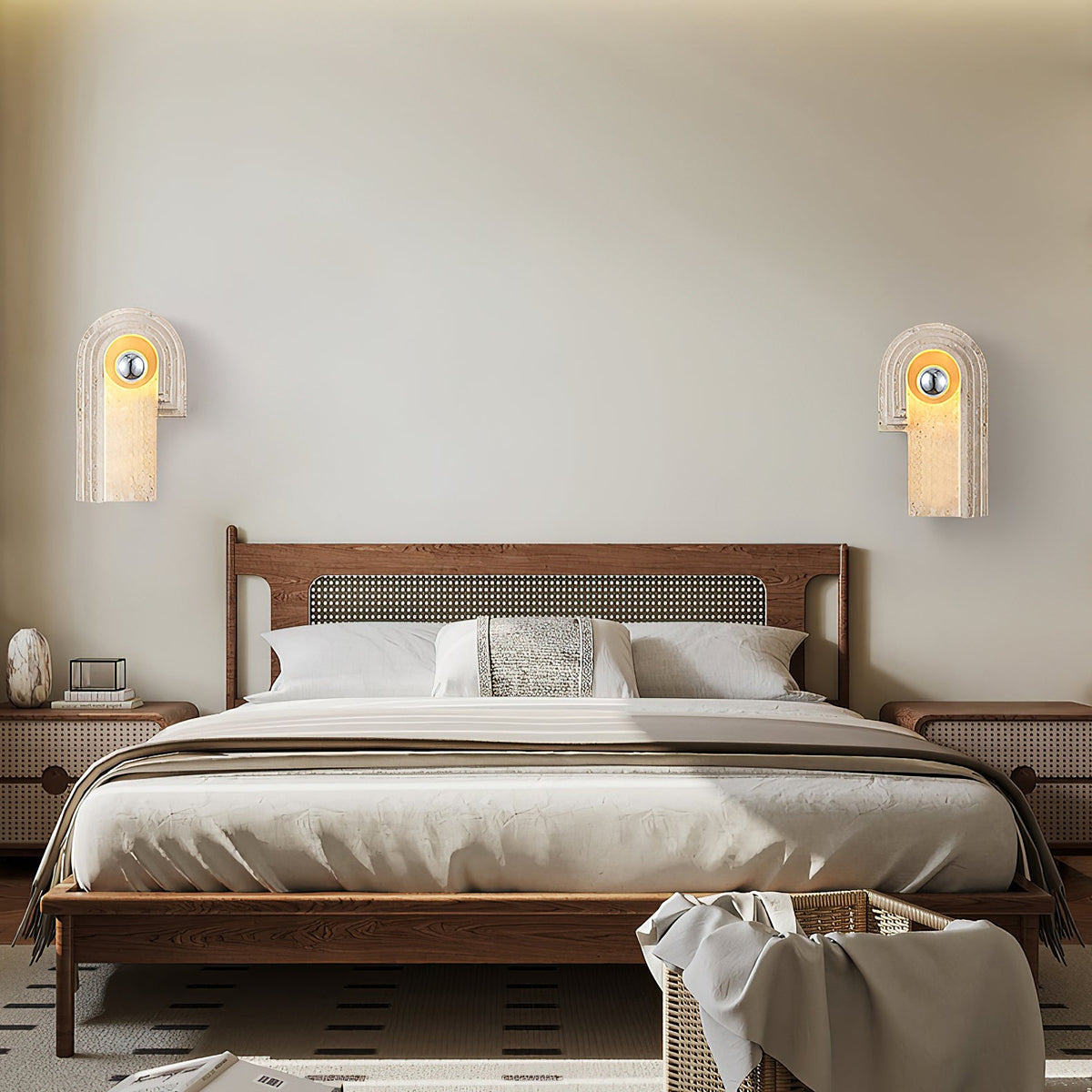 Bien Wall Lamp – Refined Natural Travertine Stone Wall Sconce