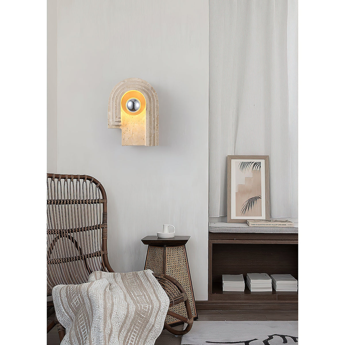 Bien Wall Lamp – Refined Natural Travertine Stone Wall Sconce