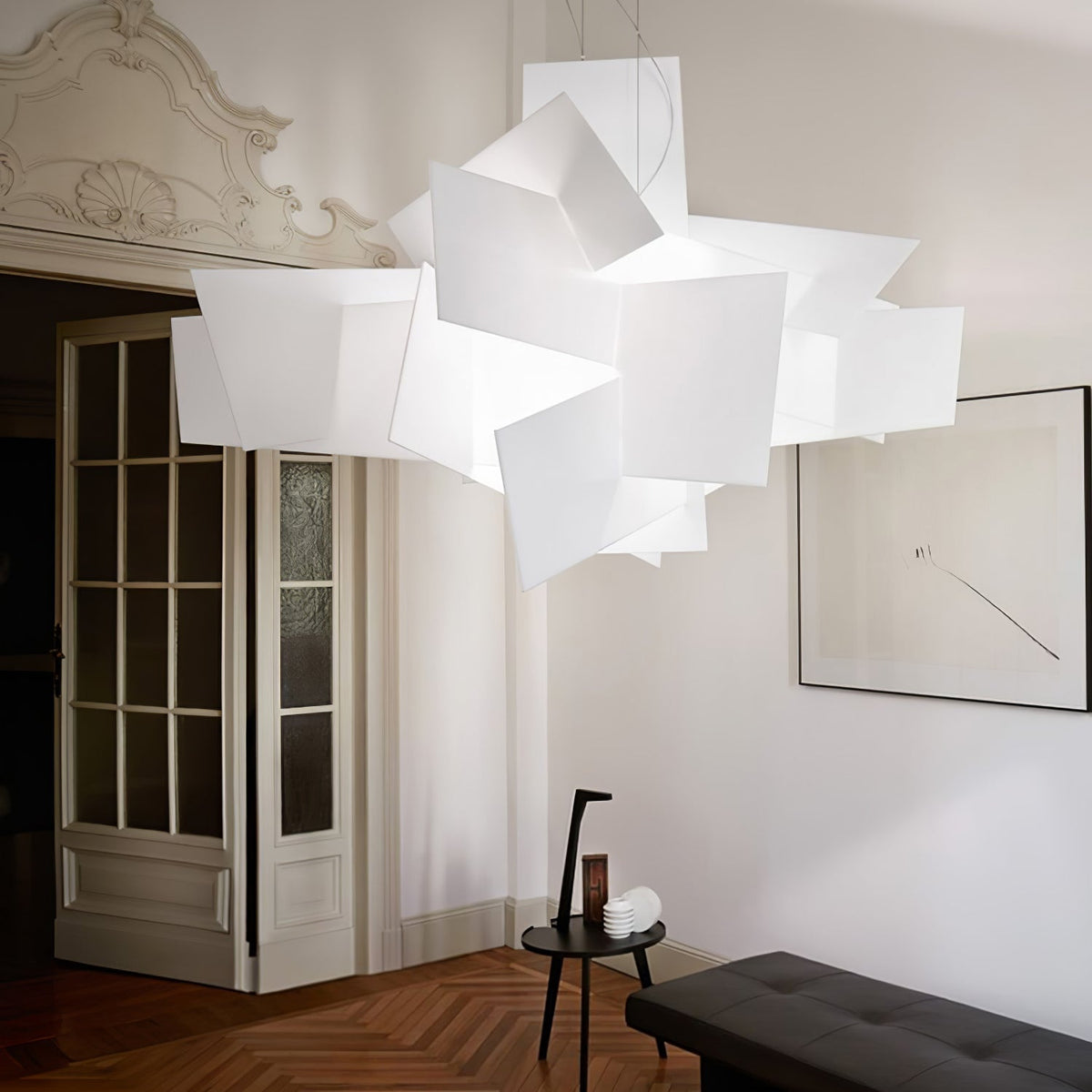 Big Bang Chandelier – Dynamic Explosive Geometric Acrylic & Steel Chandelier