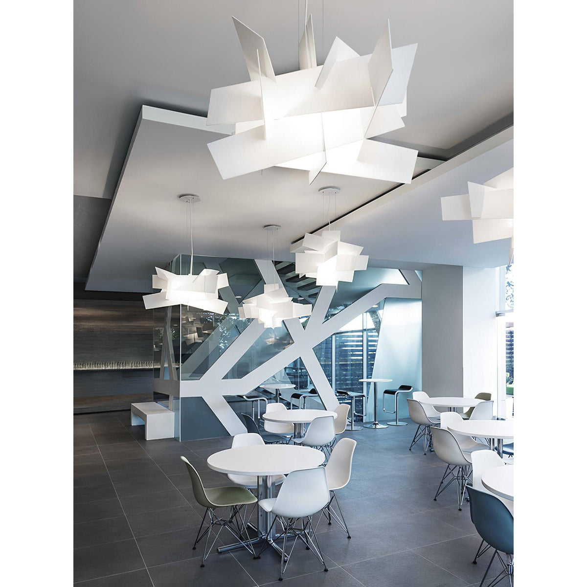 Big Bang Chandelier – Dynamic Explosive Geometric Acrylic & Steel Chandelier