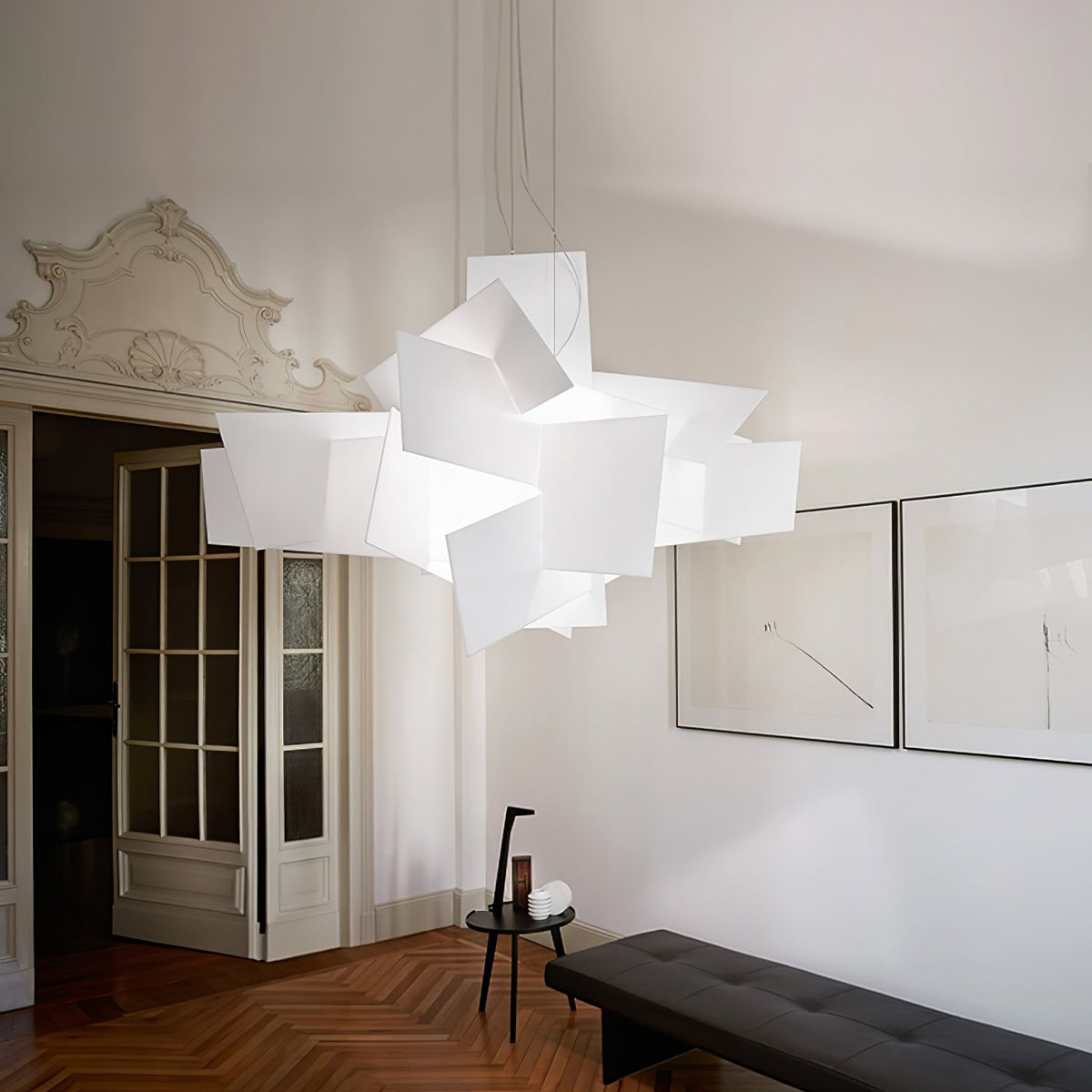 Big Bang Chandelier – Dynamic Explosive Geometric Acrylic & Steel Chandelier