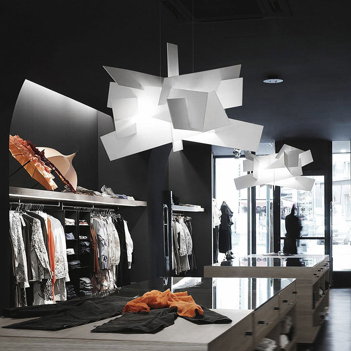 Big Bang Chandelier – Dynamic Explosive Geometric Acrylic & Steel Chandelier