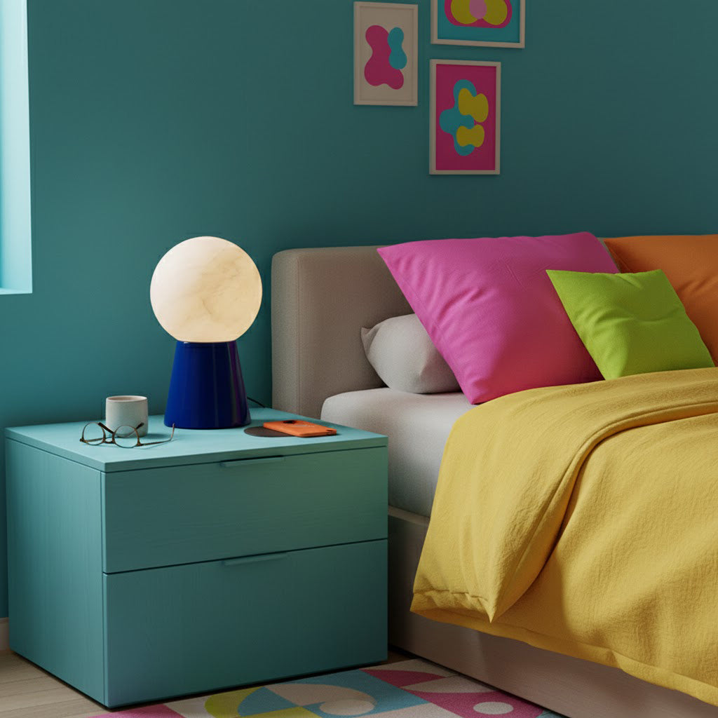 Bilia Mini Table Lamp – Rechargeable Geometric Metal & Alabaster Cordless Accent Light