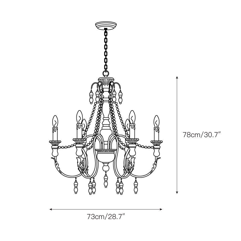 Billiter Wooden Chandelier – Handcrafted Distressed Wood & Rust Metal French Country Chandelier