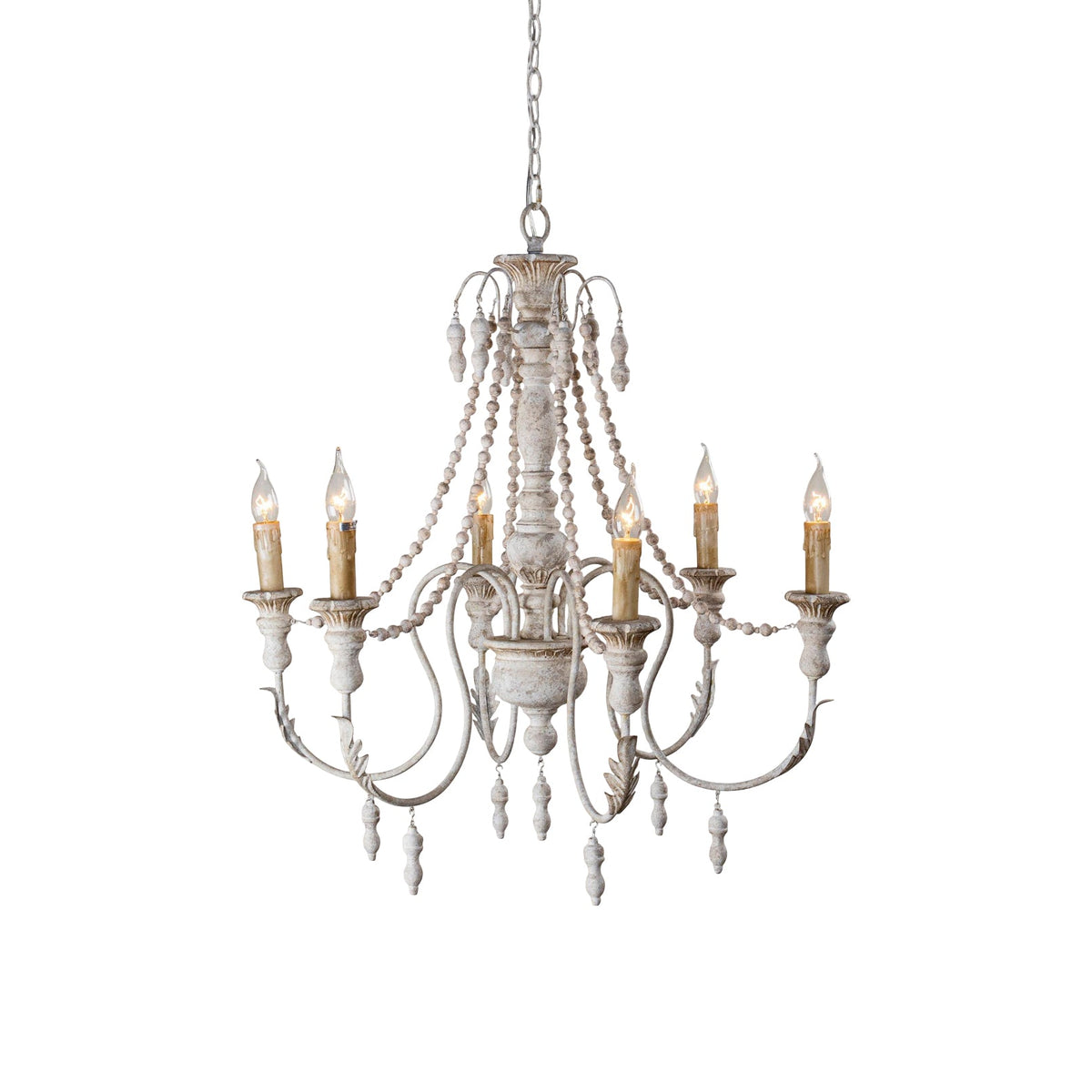 Billiter Wooden Chandelier – Handcrafted Distressed Wood & Rust Metal French Country Chandelier