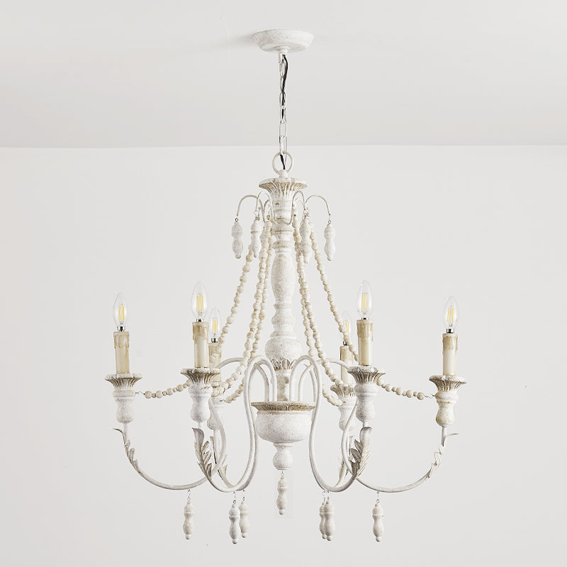 Billiter Wooden Chandelier – Handcrafted Distressed Wood & Rust Metal French Country Chandelier