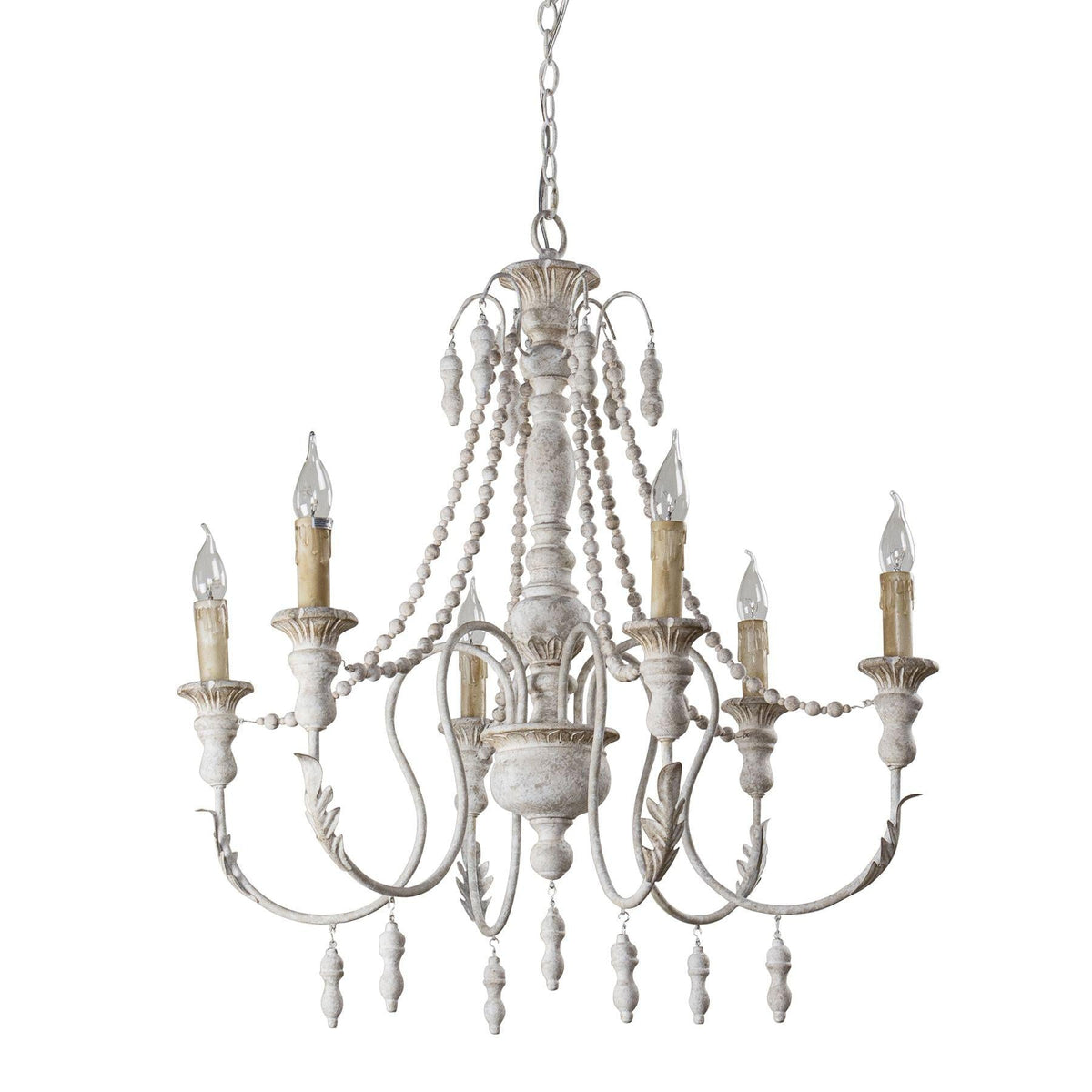 Billiter Wooden Chandelier – Handcrafted Distressed Wood & Rust Metal French Country Chandelier