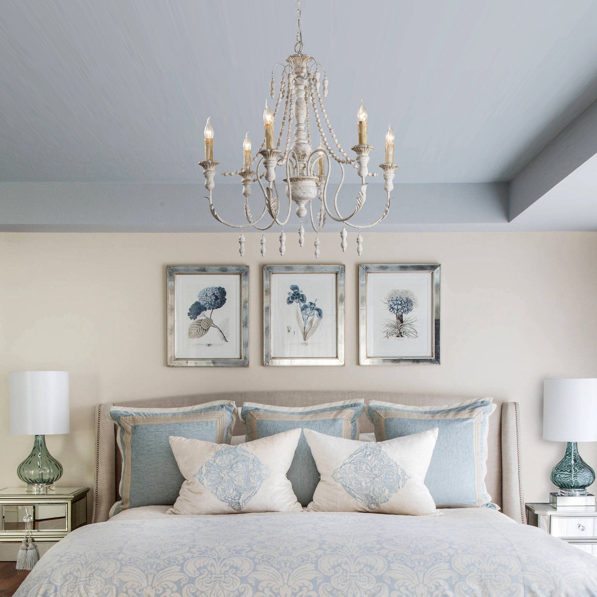 Billiter Wooden Chandelier – Handcrafted Distressed Wood & Rust Metal French Country Chandelier