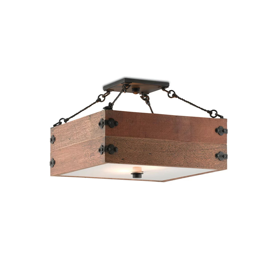 Billycart Semi-Flush Ceiling Lamp – American Country Solid Wood & Acrylic Ceiling Light
