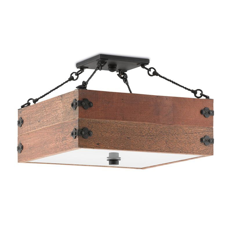 Billycart Semi-Flush Ceiling Lamp – American Country Solid Wood & Acrylic Ceiling Light