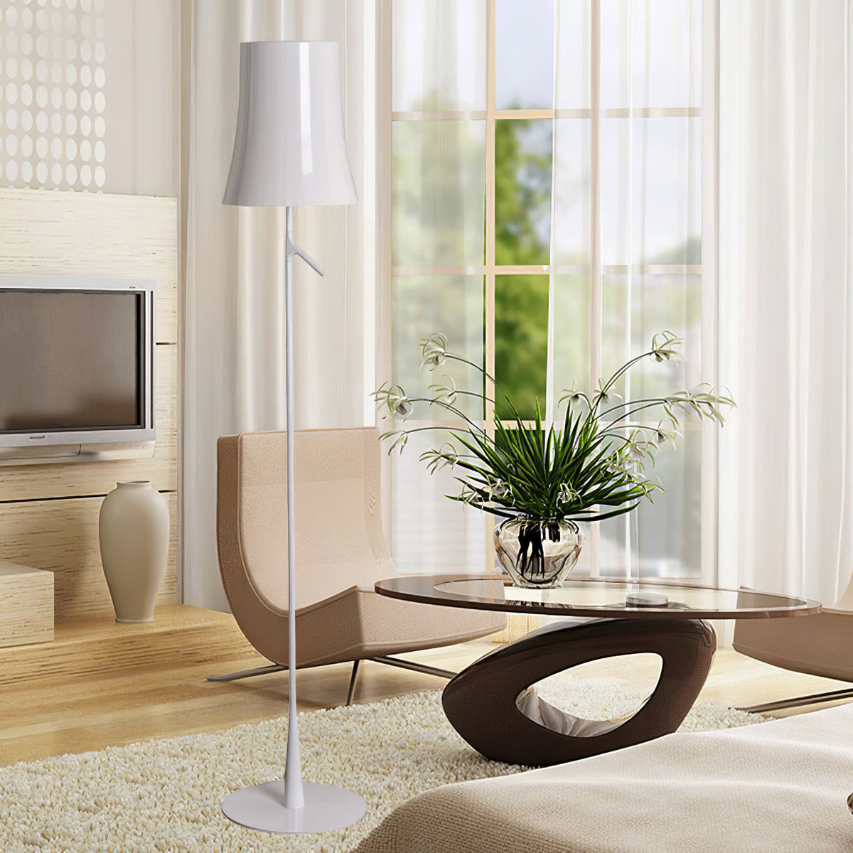 Birdie Floor Lamp – Contemporary Botanical Iron Standing Floor Light