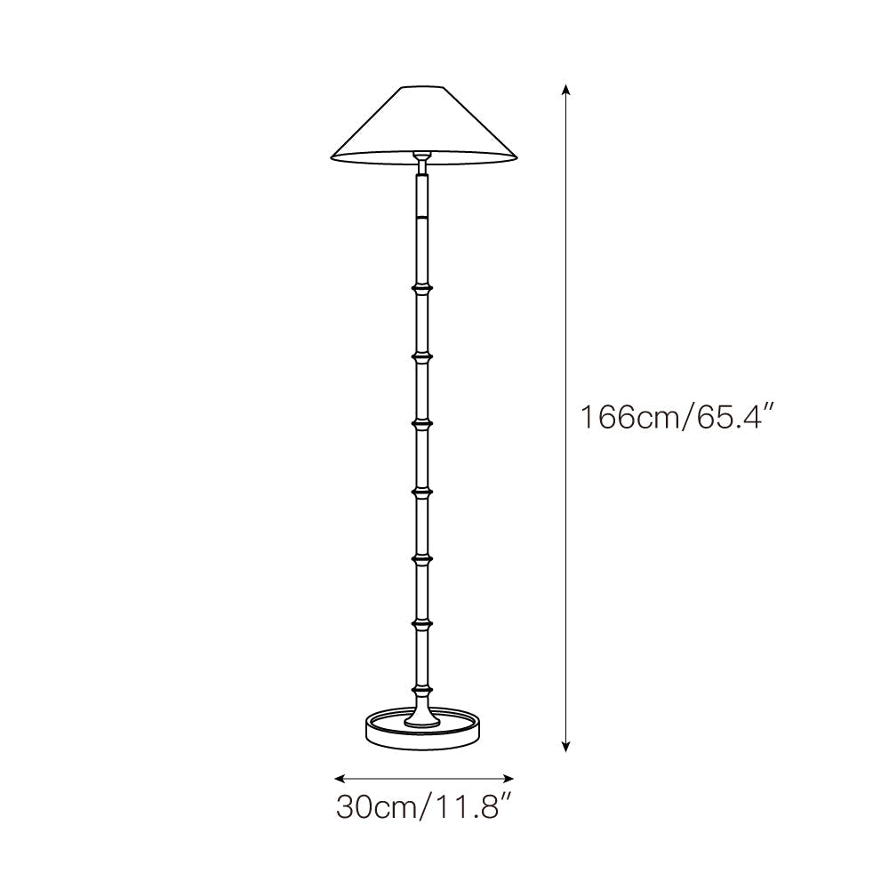 Black Bamboo Floor Lamp – Slender Crackle Finish Resin & Fabric Floor Light