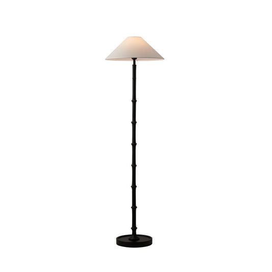 Black Bamboo Floor Lamp – Slender Crackle Finish Resin & Fabric Floor Light