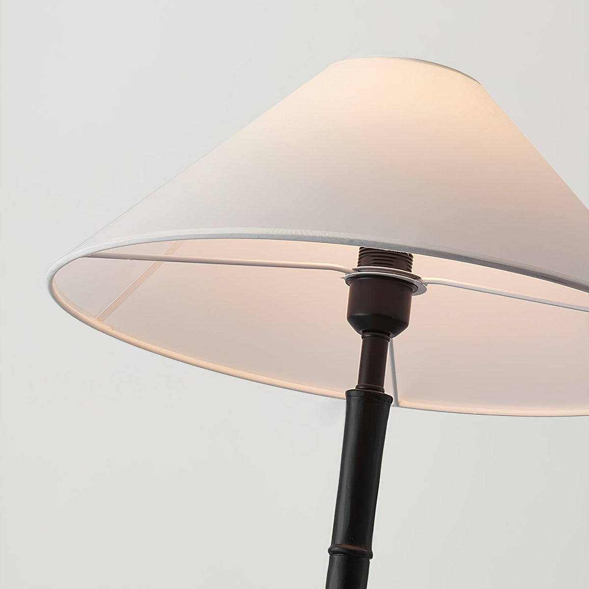 Black Bamboo Floor Lamp – Slender Crackle Finish Resin & Fabric Floor Light