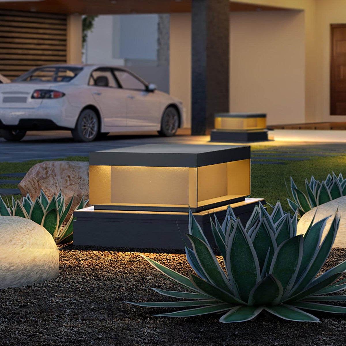 Black Box Outdoor Post Light – IP65 Waterproof Geometric Landscape & Pillar Light