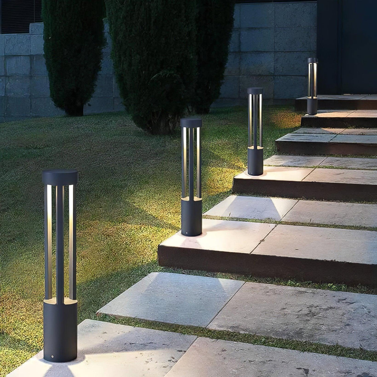 Black Cylindrical Garden Outdoor Light – IP65 Waterproof Aluminum Landscape Bollard