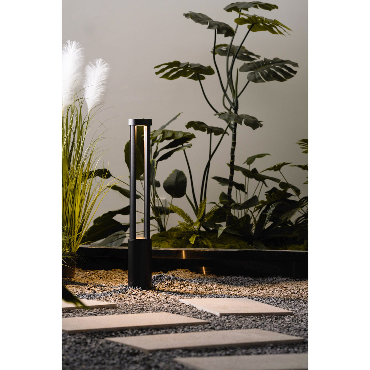 Black Cylindrical Garden Outdoor Light – IP65 Waterproof Aluminum Landscape Bollard