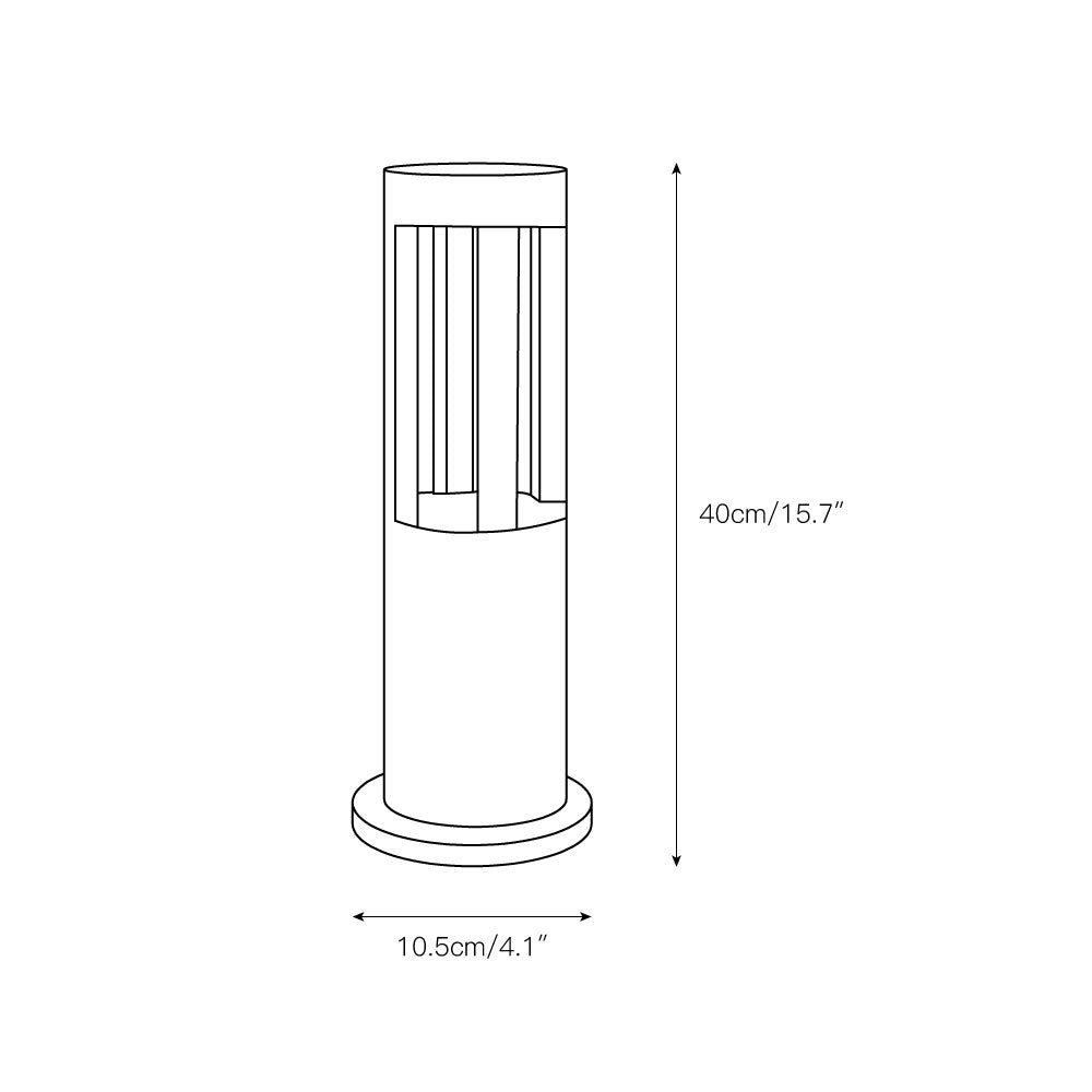 Black Cylindrical Garden Outdoor Light – IP65 Waterproof Aluminum Landscape Bollard