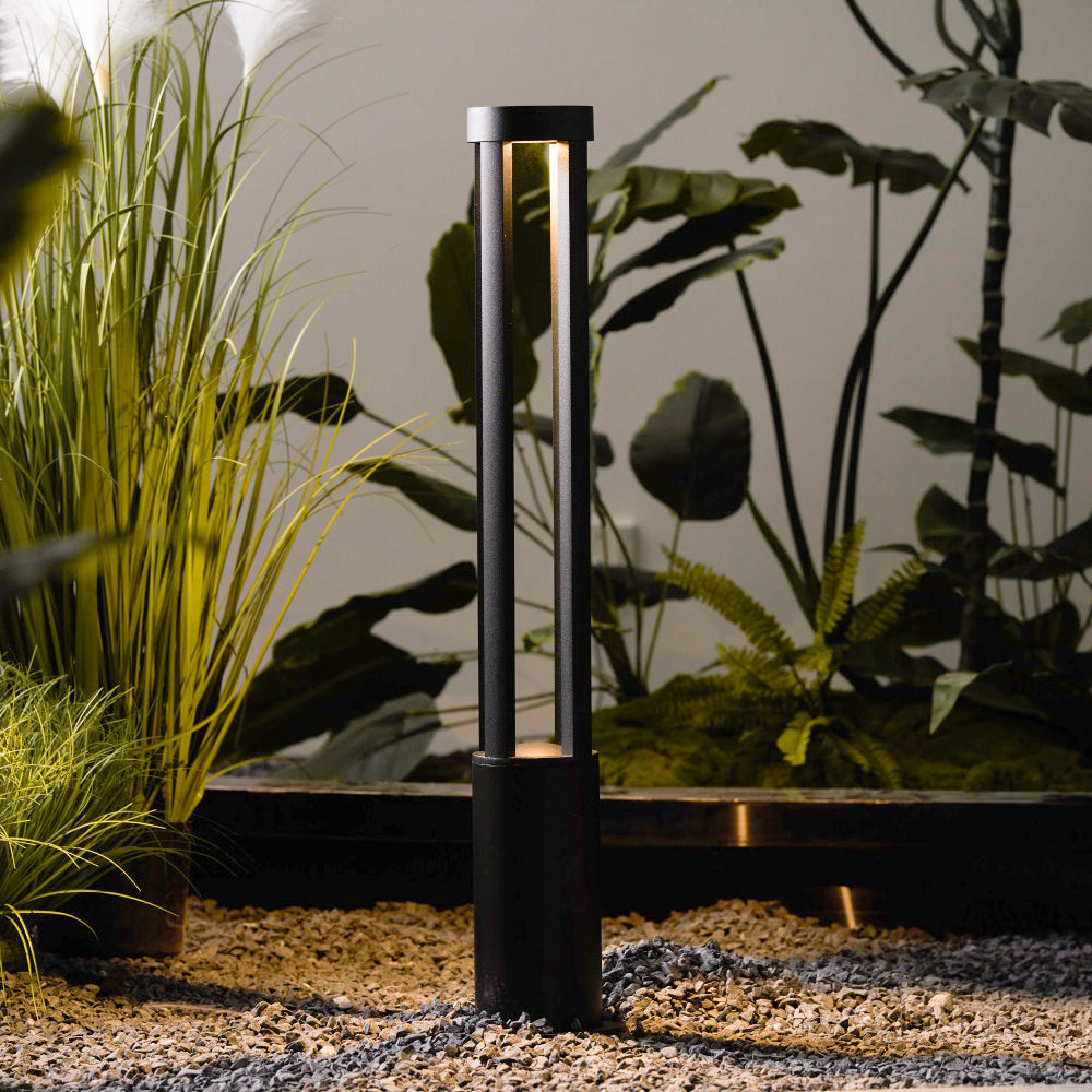 Black Cylindrical Garden Outdoor Light – IP65 Waterproof Aluminum Landscape Bollard