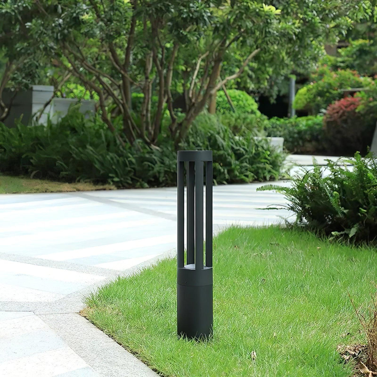 Black Cylindrical Garden Outdoor Light – IP65 Waterproof Aluminum Landscape Bollard