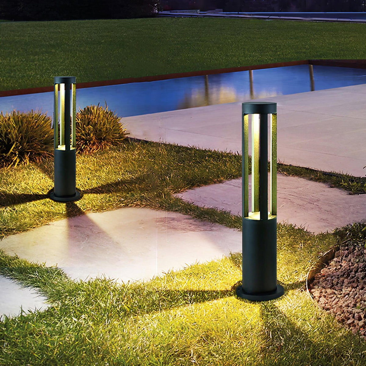 Black Cylindrical Garden Outdoor Light – IP65 Waterproof Aluminum Landscape Bollard