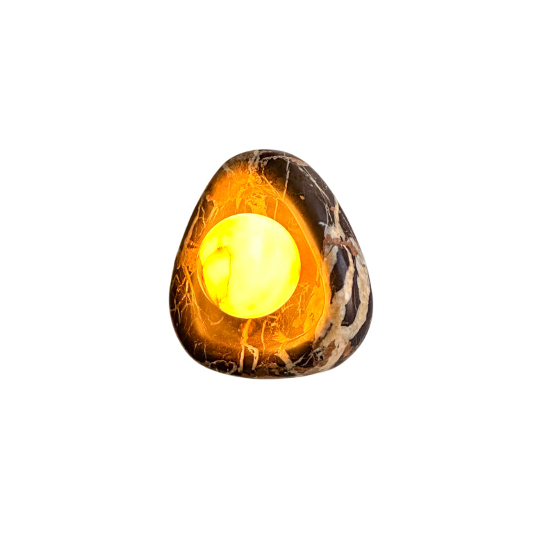Black Pearl Marble Wall Lamp – Handcrafted Natural Marble & Alabaster Wall Sconce