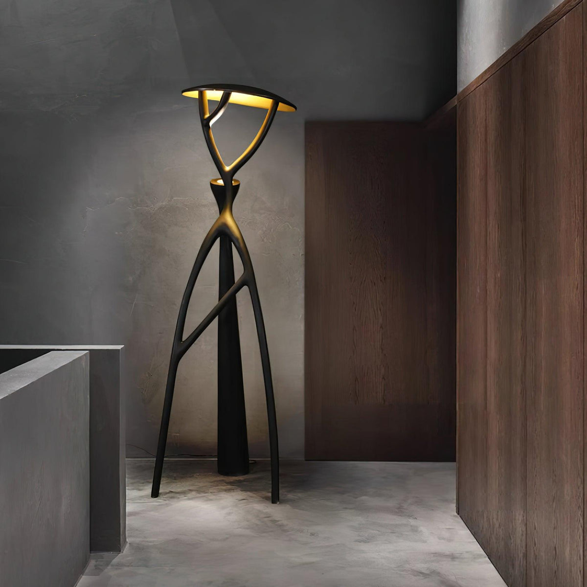 Black Sculpture Floor Lamp – Scandinavian Organic Fiberglass Floor Light