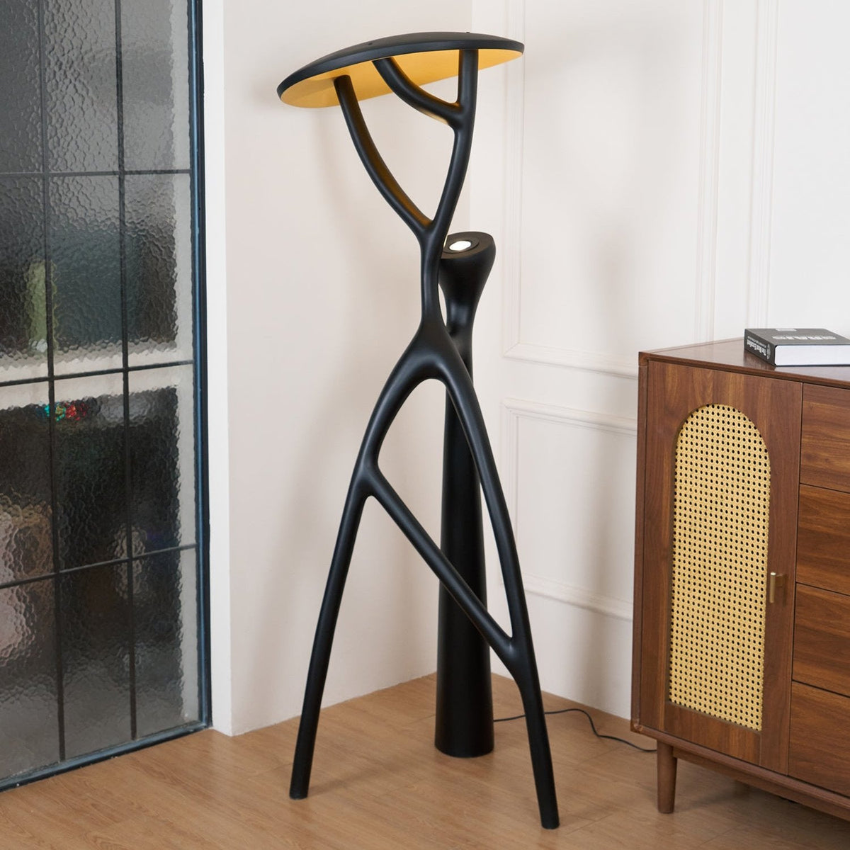 Black Sculpture Floor Lamp – Scandinavian Organic Fiberglass Floor Light