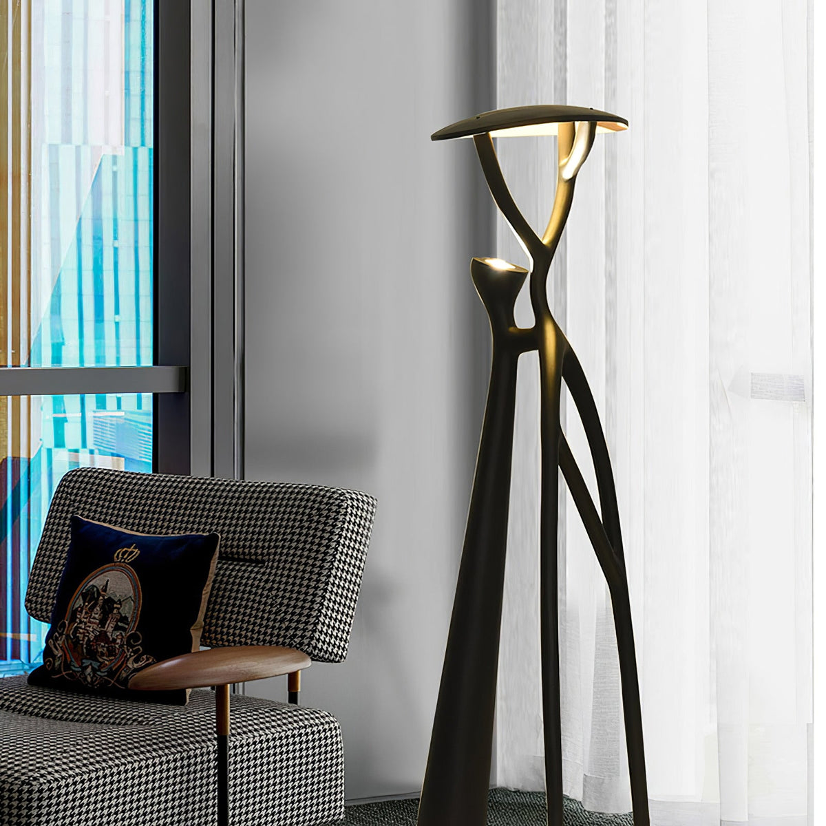 Black Sculpture Floor Lamp – Scandinavian Organic Fiberglass Floor Light