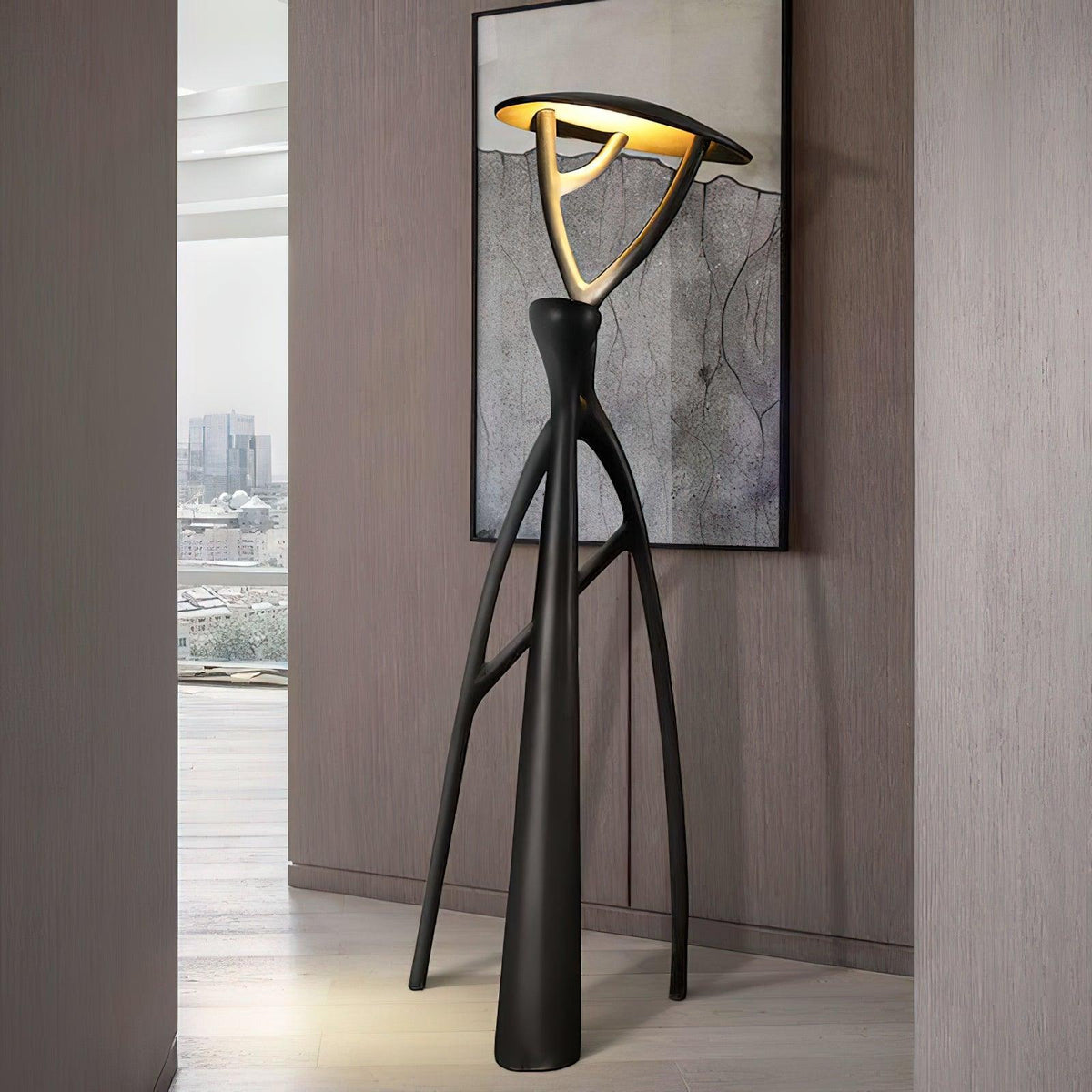 Black Sculpture Floor Lamp – Scandinavian Organic Fiberglass Floor Light