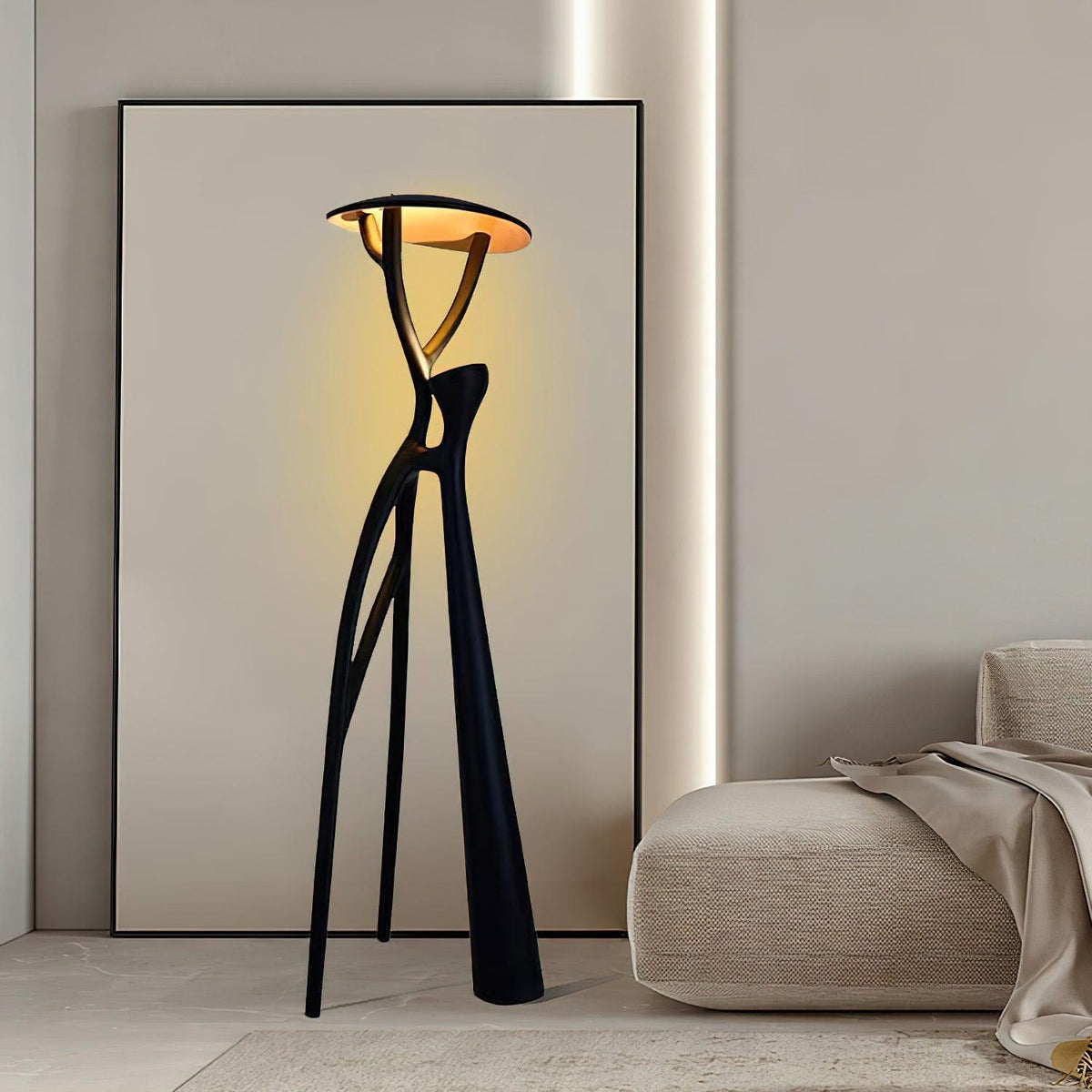 Black Sculpture Floor Lamp – Scandinavian Organic Fiberglass Floor Light