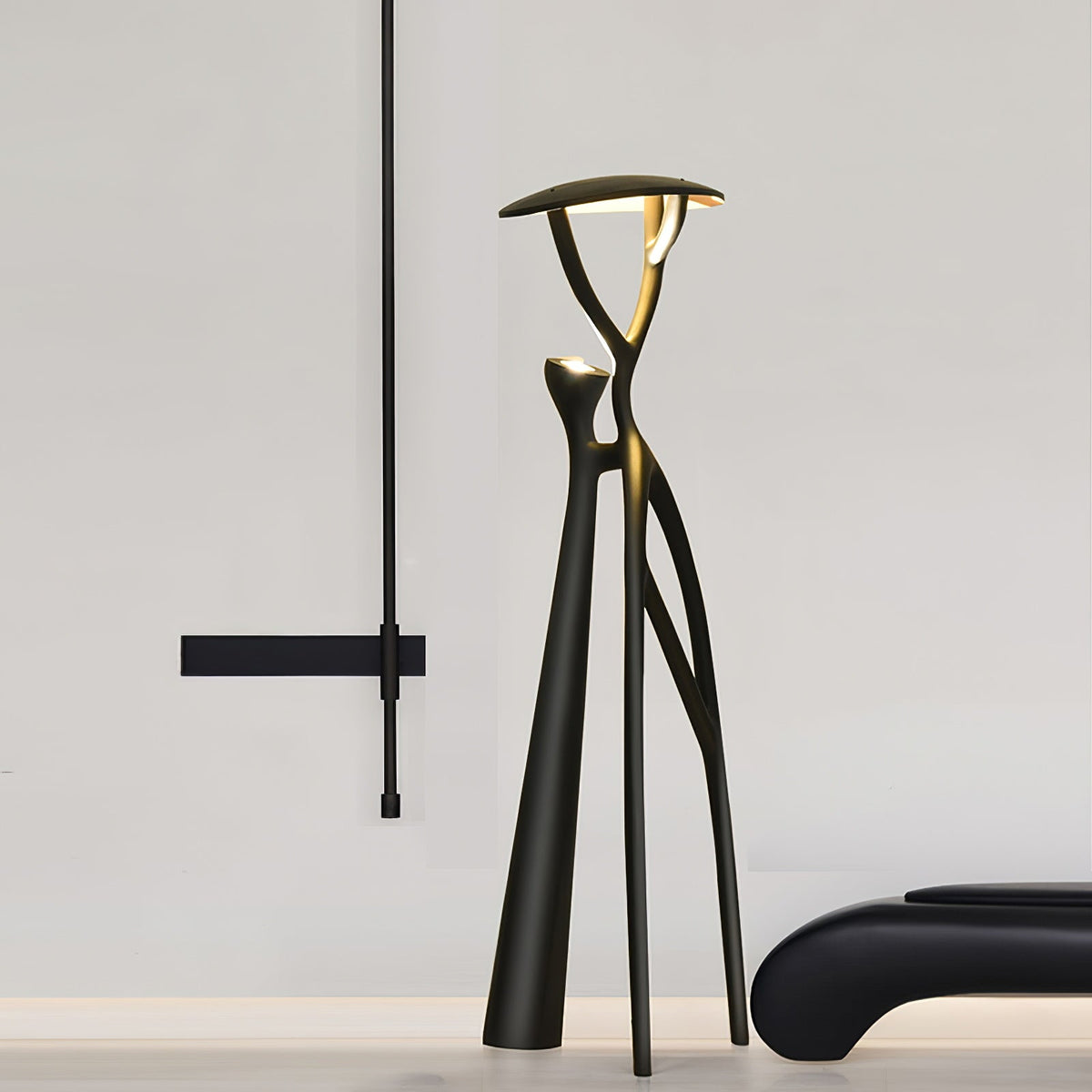 Black Sculpture Floor Lamp – Scandinavian Organic Fiberglass Floor Light