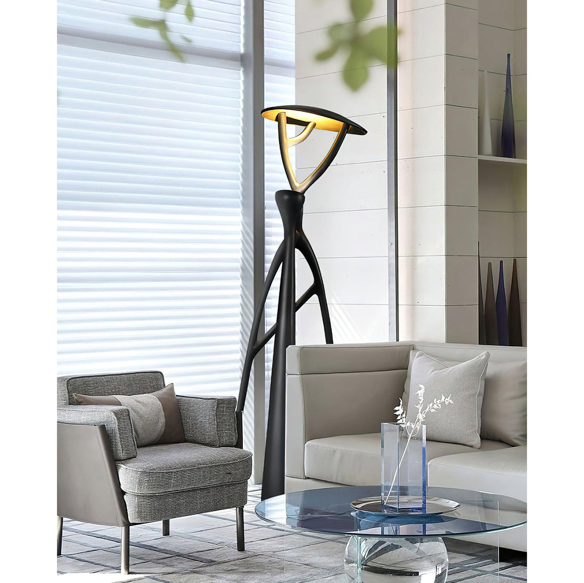 Black Sculpture Floor Lamp – Scandinavian Organic Fiberglass Floor Light