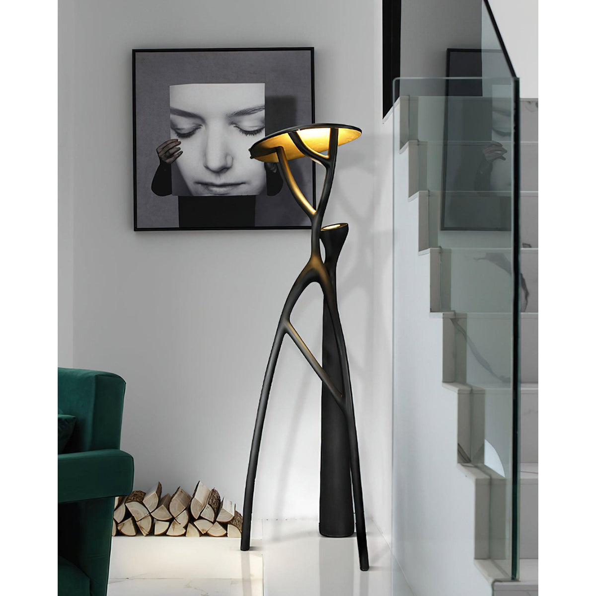 Black Sculpture Floor Lamp – Scandinavian Organic Fiberglass Floor Light
