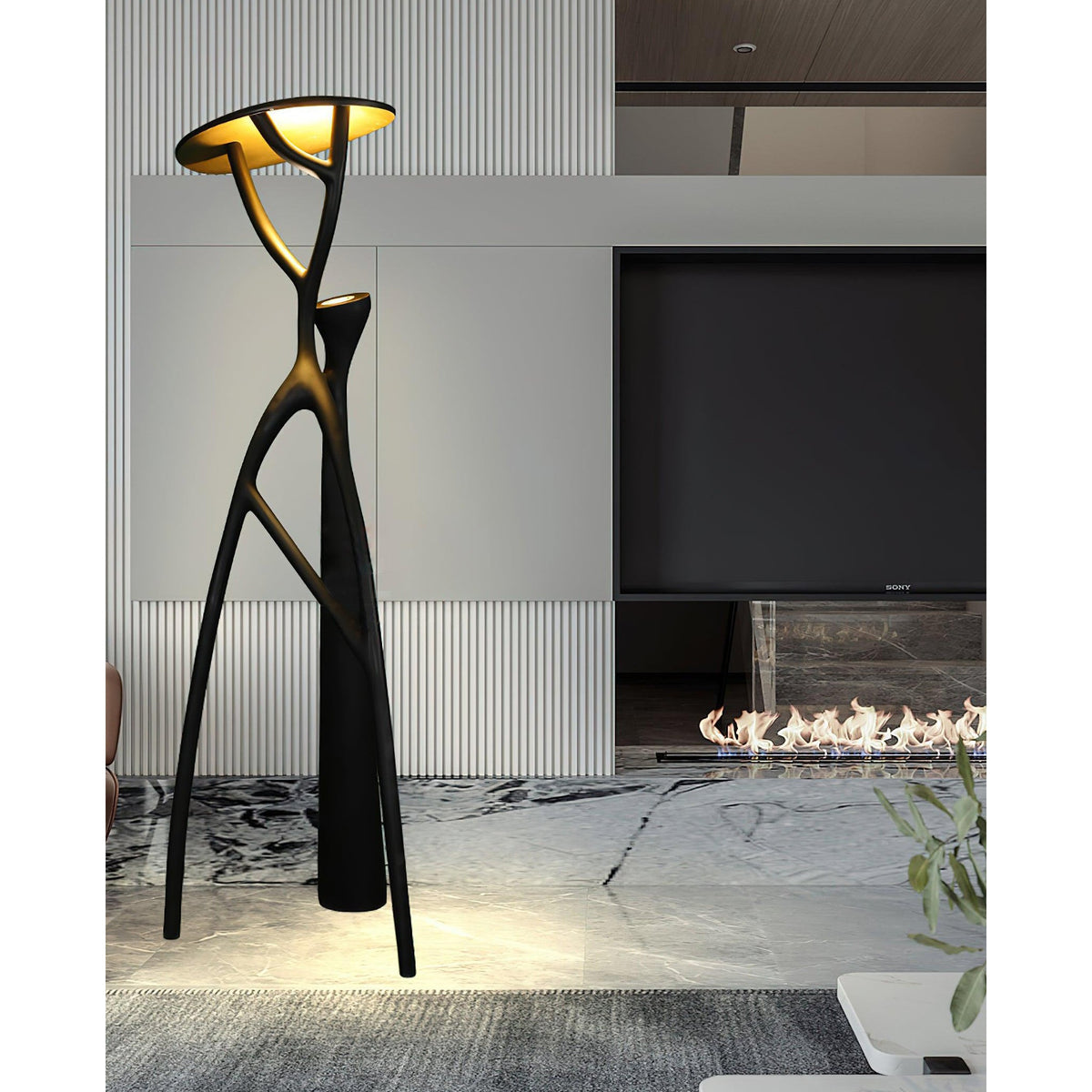 Black Sculpture Floor Lamp – Scandinavian Organic Fiberglass Floor Light