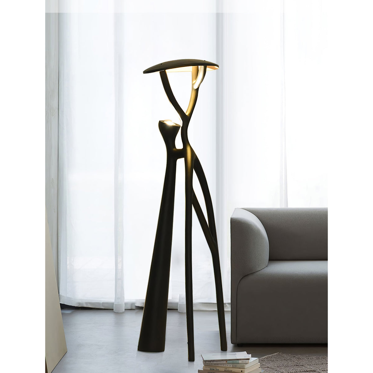 Black Sculpture Floor Lamp – Scandinavian Organic Fiberglass Floor Light