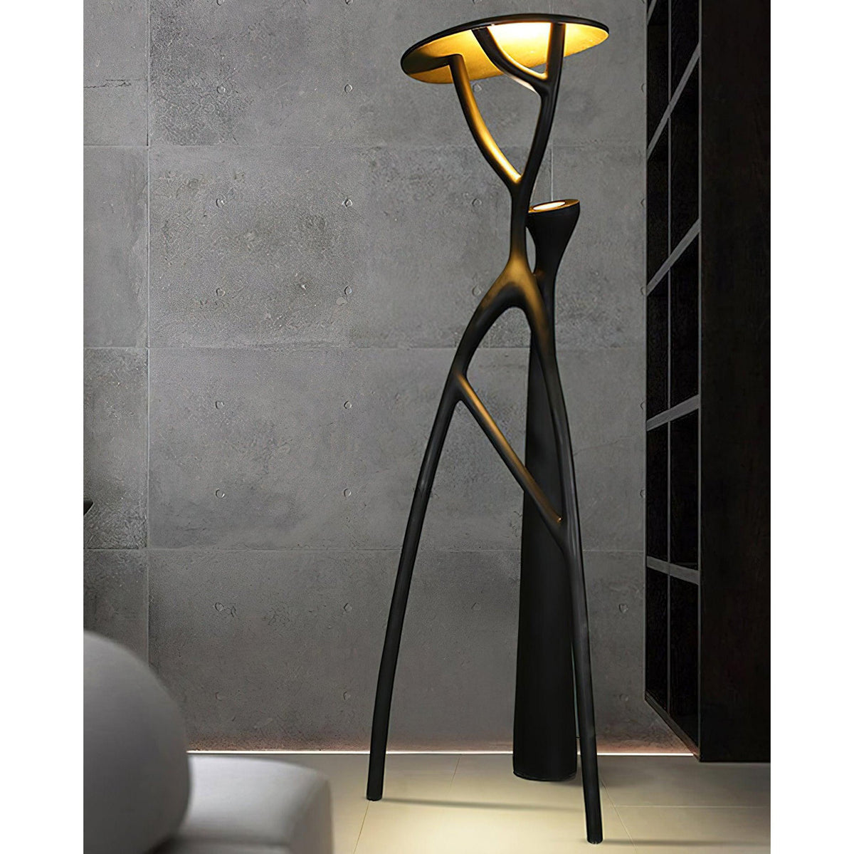 Black Sculpture Floor Lamp – Scandinavian Organic Fiberglass Floor Light