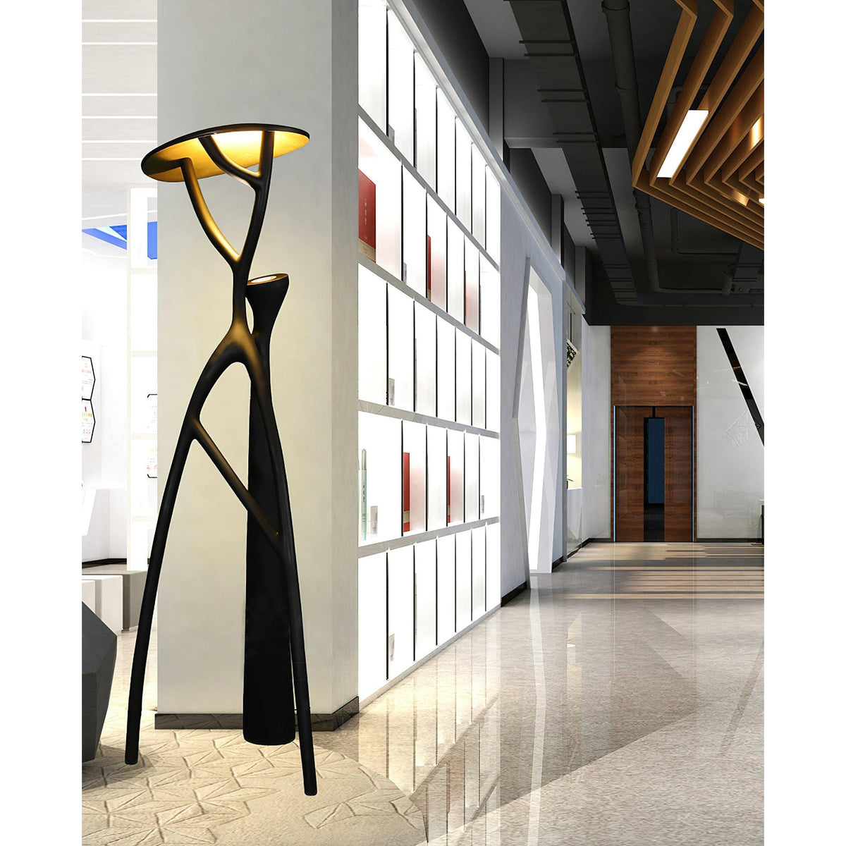 Black Sculpture Floor Lamp – Scandinavian Organic Fiberglass Floor Light
