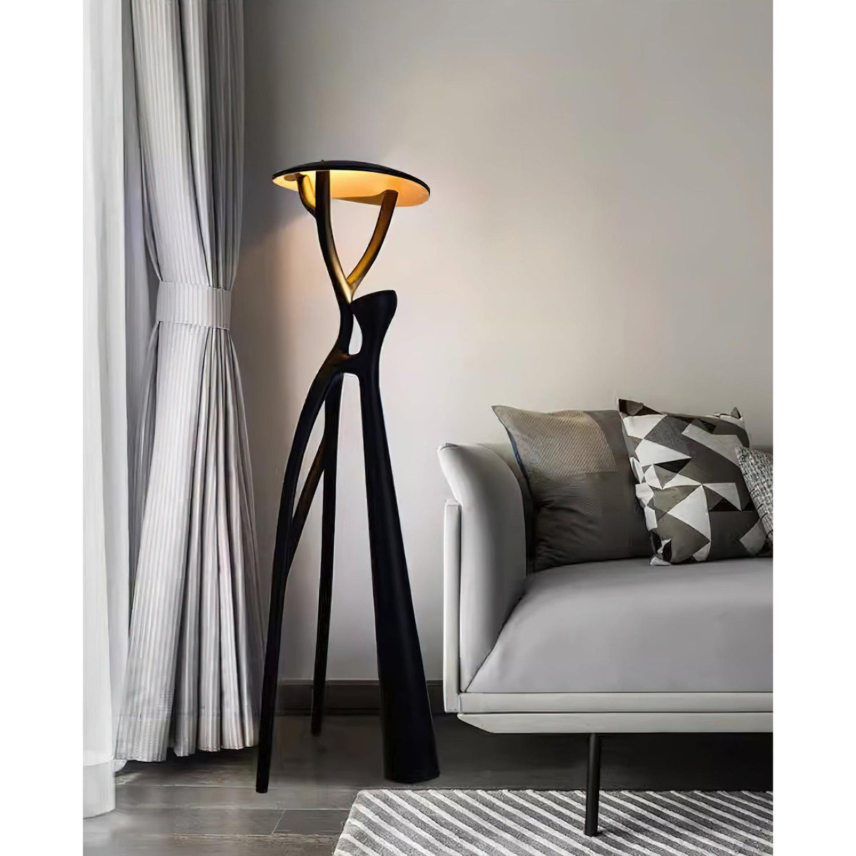 Black Sculpture Floor Lamp – Scandinavian Organic Fiberglass Floor Light
