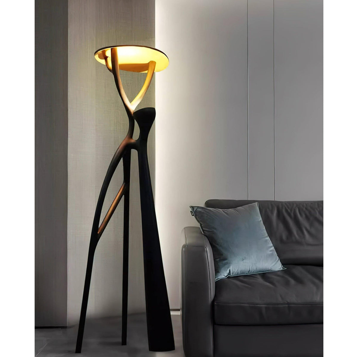 Black Sculpture Floor Lamp – Scandinavian Organic Fiberglass Floor Light