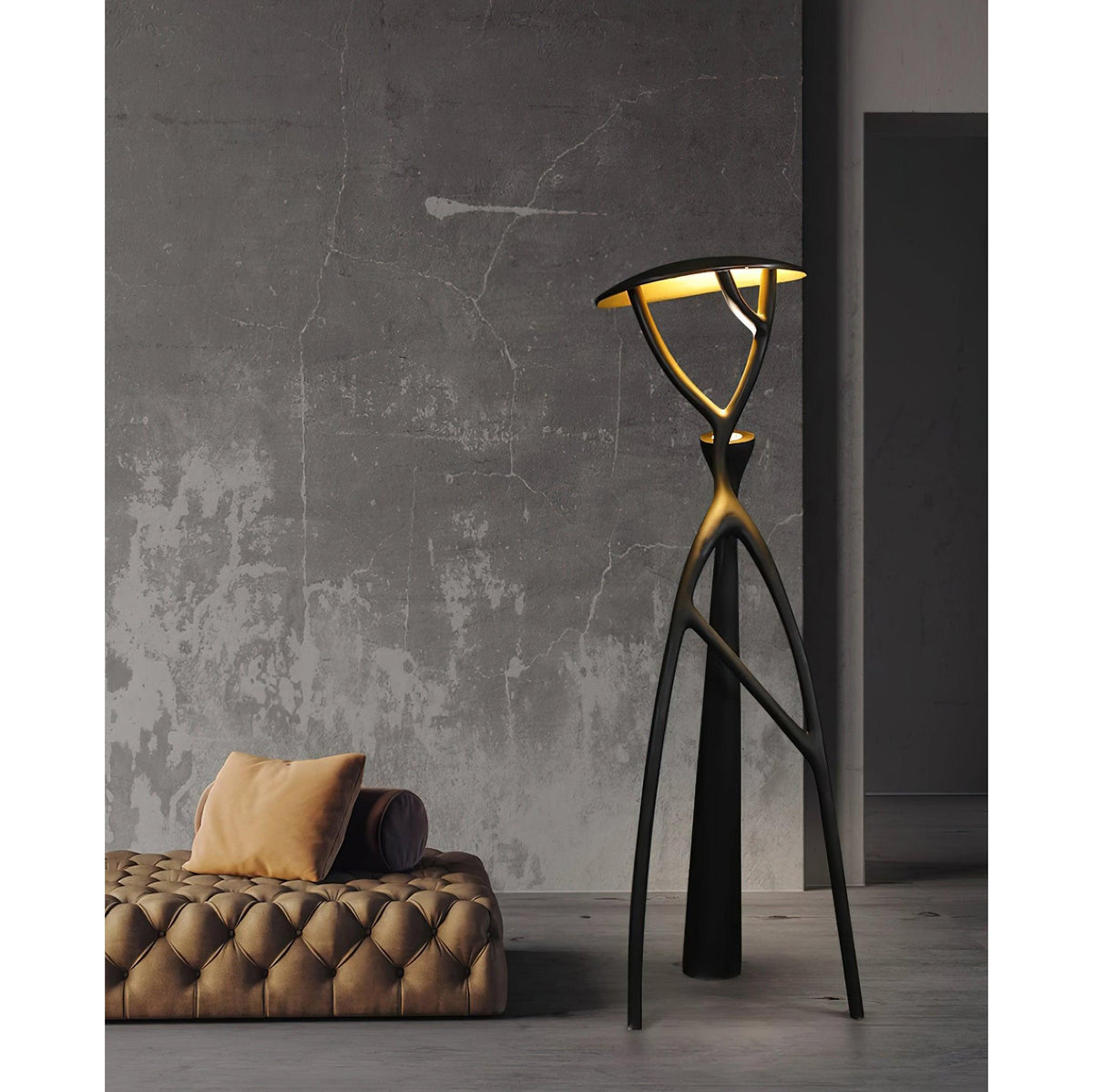 Black Sculpture Floor Lamp – Scandinavian Organic Fiberglass Floor Light