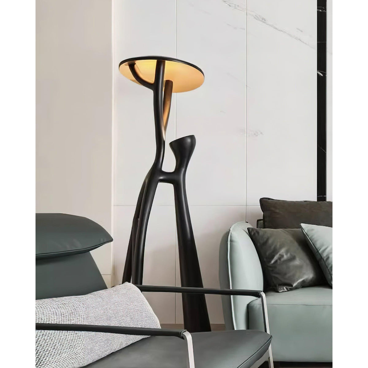 Black Sculpture Floor Lamp – Scandinavian Organic Fiberglass Floor Light